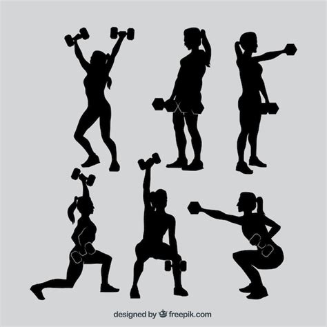 Fitness Woman Silhouettes Collection Vector Free Download