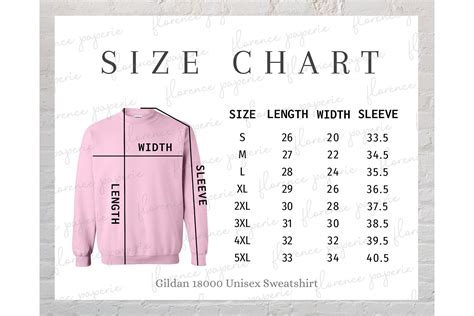 Gildan 18000 Sweatshirt Size Chart Unisex Crewneck 1001795