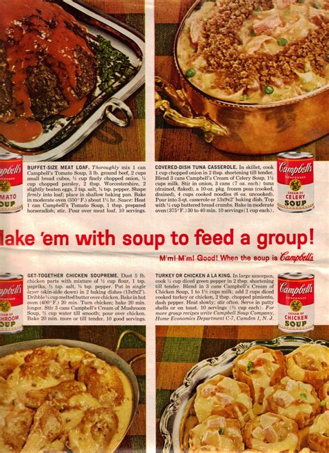 The chicken is marinated, then breaded and sauteed giving the chicken a crispy finish. 4 Vintage Campbell's Soup Meal Recipes: Meat Loaf, Tuna ...
