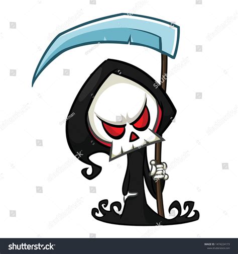 Cute Cartoon Grim Reaper Scythe Halloween Stock Vector Royalty Free