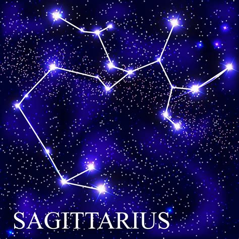 Sagittarius Zodiac Sign With Beautiful Bright Stars On The Background Of Cosmic Sky Vector