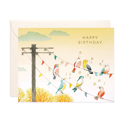 Birds On Wire Birthday Card Joojoo Paper