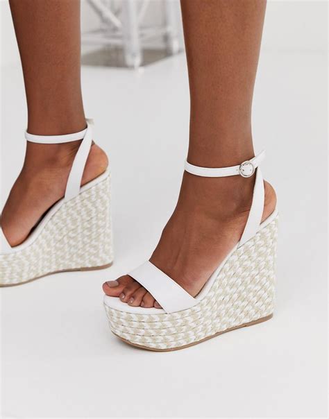 Asos Justina Espadrille Wedges In White In White Lyst