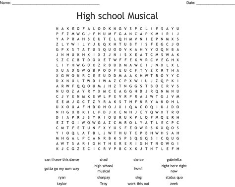 High School Musical Word Search Wordmint Word Search