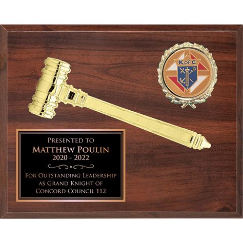 8 X 10 Gavel Plaque With Mounted Gold Gavel Saymore Trophy Company