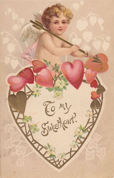 an old valentine s day card with cupid angel holding a bow and arrow