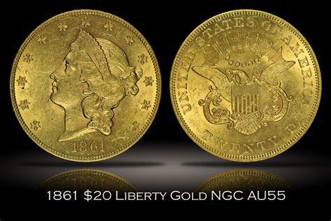 Michael Kittle Rare Coins 1861 20 Liberty Gold Ngc Au55