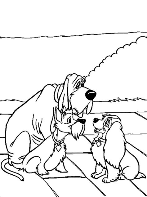 lady   tramp coloring pages    print