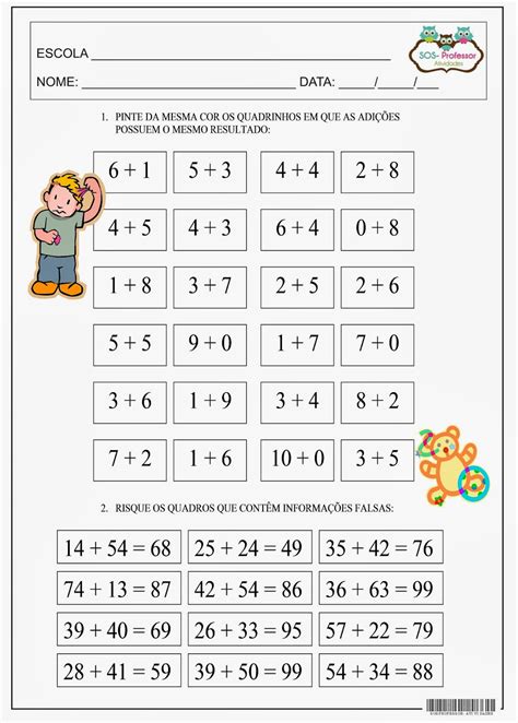 SOSPROFESSOR ATIVIDADES Exercícios de adição