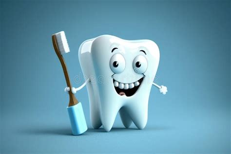 Smiling White Tooth With A Toothbrush Generative Ai Stock Photo