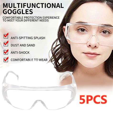 5pcs Protective Glasses Medical Safety Goggles Eye Shield Anti Flu Dust