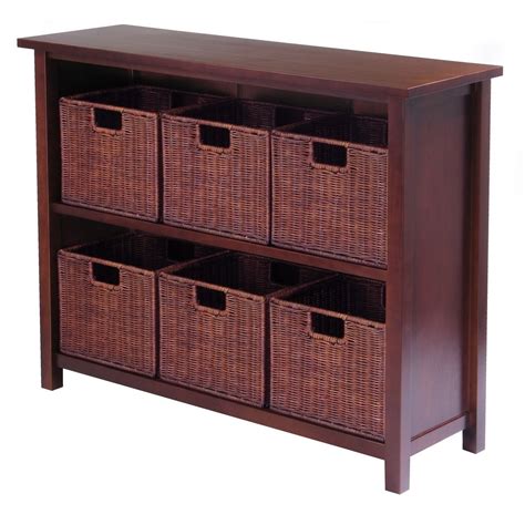 Milan 7pc Storage Shelf With Baskets Assembly Required Walnut