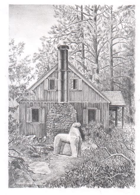 Finished Pencil Drawing Three Cabin Art