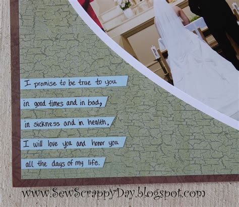 sew scrappy day heart shaped wedding vow scrapbook layout