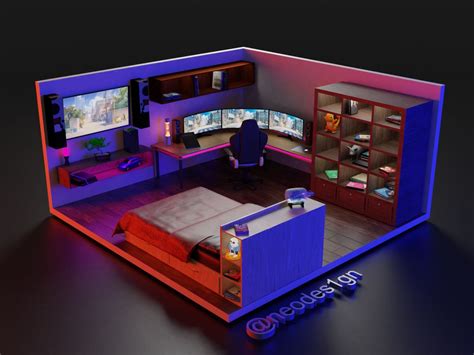 Gaming Room 3d Model Bedroom Setup Small Game Rooms G