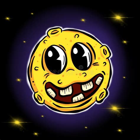 Cartoon Man In The Moon Lunar Character Very Funny Vector Illustration