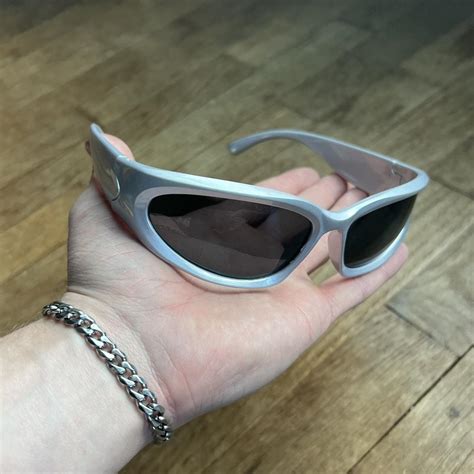 Y2k Style Cyber Grunge Metallic Silver Sunglasses Depop