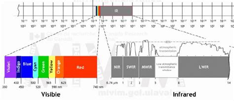 Electromagnetic Spectrum Showing The Visible And Infrared Wavelength