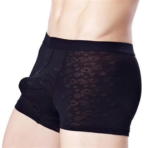 Sexy Underwear Men Ice Silk Boxer Shorts Man Solid Thin Low Waist Panties U Convex Pouch Mi D