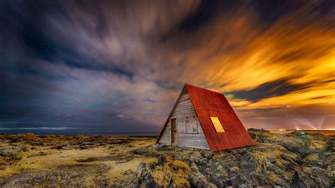 Wallpaper Iceland Night Scenery House Stars 1920x1200 Hd Picture Image
