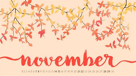 Cute November 2018 Calendar Background Wallpaper Free