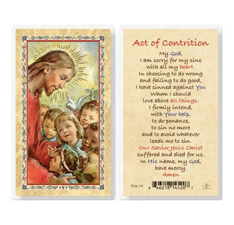 Act Of Contrition Christ Kids Gold Stamped Laminated Holy Card 25