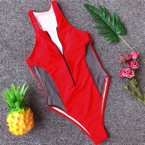 Bikinx Brazil Extreme Bikini 2019 New Zipper Red Swimsuit Mesh Sexy