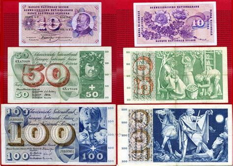 Inoffiziell wird die währung auch in der deutschen. 100, 50 und 10 Franken 1957 & versch. Schweiz Schweiz ...