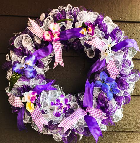Purple Art Deco Mesh Wreath This Is A Great Wreath For Mothers Day Grandmothers T For
