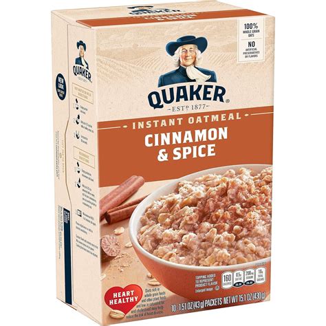 Quaker Instant Oatmeal Cinnamon And Spice 1 51 Ounce Pack Of 10 Grocery