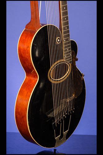 1915 Gibson Style U Harp Guitar With 10 Sub Bass Strings Black Top