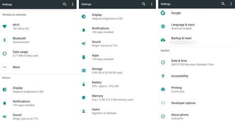 Android N Feature Highlight Redesigned Settings Menu Ui