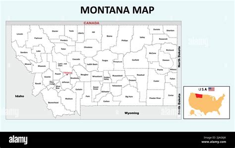 Mappa Del Montana Mappa Politica Del Montana Con Confini Di Colore