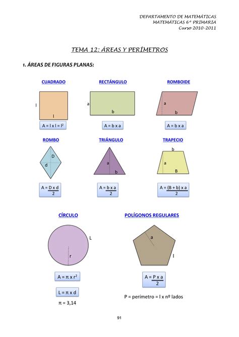 Tema 12 Áreas Y Perímetro Matemáticas 6º Primaria