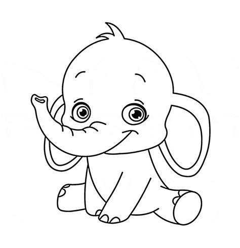 Cute Baby Elephant Coloring Pages - BubaKids.com