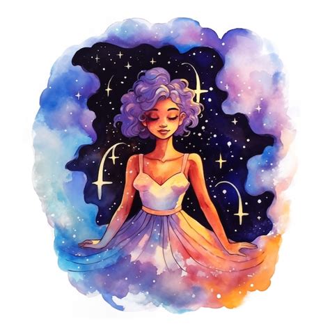 Premium Vector Beautiful Girl Galaxy Watercolor Paint