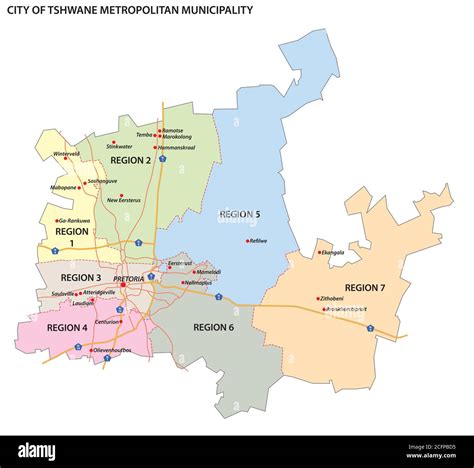 Administrative Vector Map Of City Of Tshwane Metropolitan Municipality