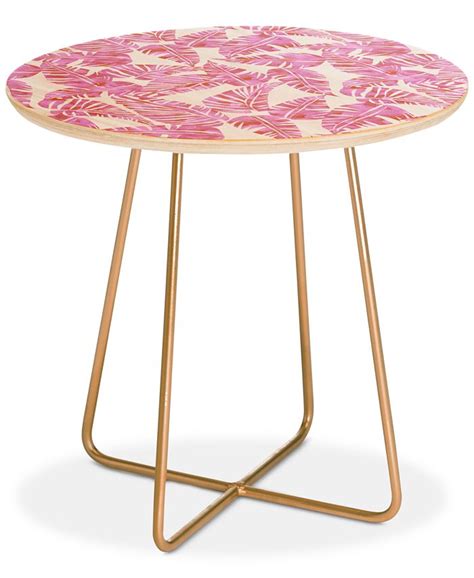 Deny Designs Schatzi Brown Lani Kai Leaf Pink Round Side Table Macys