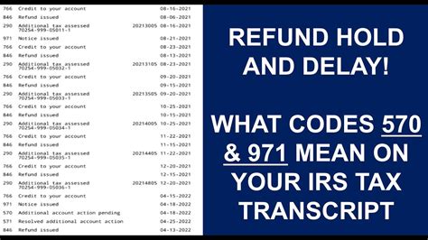 What Do Codes 570 And 971 Mean On My Irs Tax Transcript And How Long Will