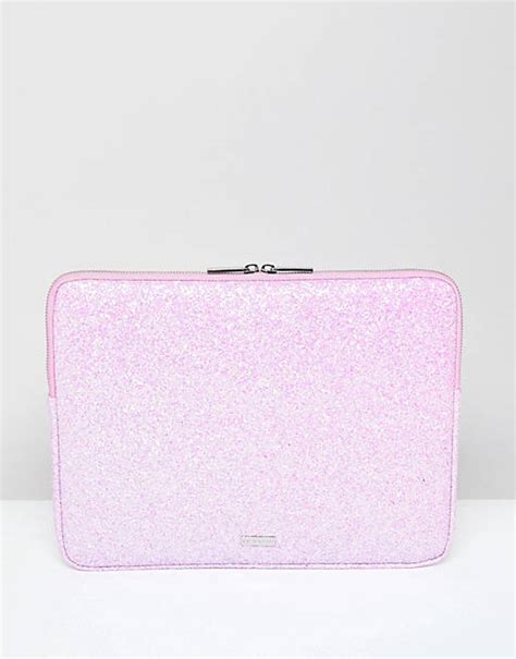 Skinnydip Ana Pink Glitter Laptop Case 13 Inch Asos