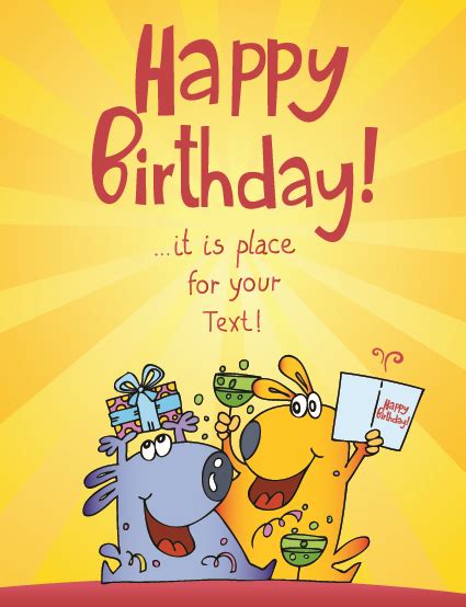 Funny Cartoon Birthday Cards Vector 04 Free Download
