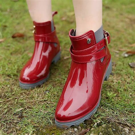 G L Brother Ladies Rain Boots Red Rubber Boots Women 2017 Waterproof Winter Women Booties Bota