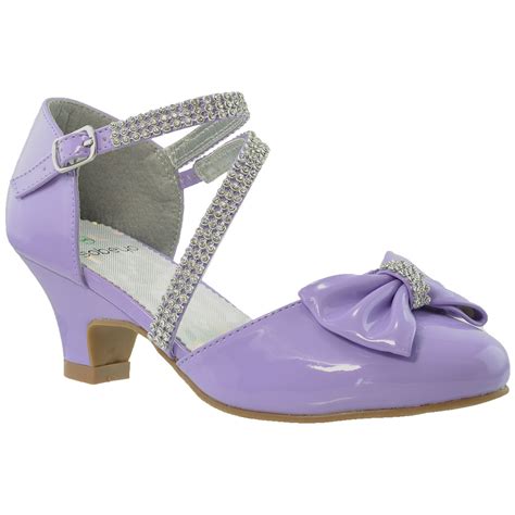 Kids Dress Shoes Rhinestone Bow Accent Kitten Heel Sandals Purple Sz 1