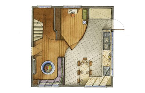Interior Design And 3d Modeling Interior Illustration With Ink And Watercolor