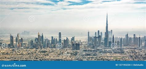 Panoramic Aerial View Of Dubai Skyline Uae Editorial Stock Image