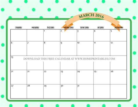 Free Printable March 2016 Calendar 2 Home Printables