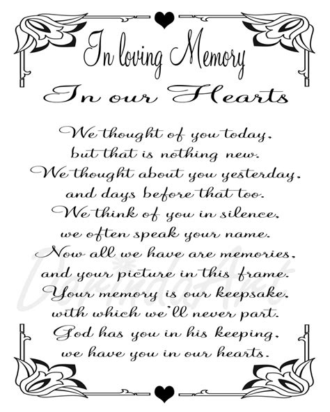 In Loving Memory Printable Memorial Table Wedding Memorial Etsy