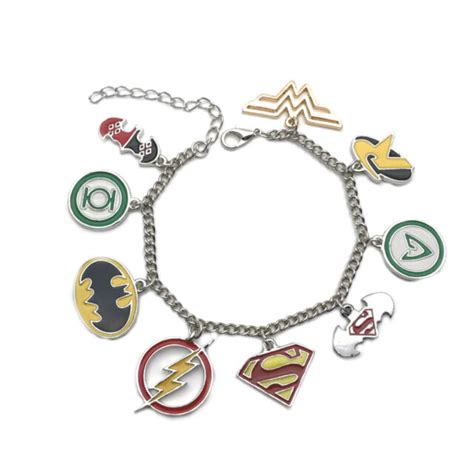 Superhero Logos Fashion Novelty Charm Bracelet Movie Comic Series With
