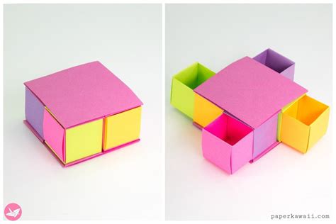Origami Secret Drawer Box Tutorial Tetra Box Paper Kawaii Origami