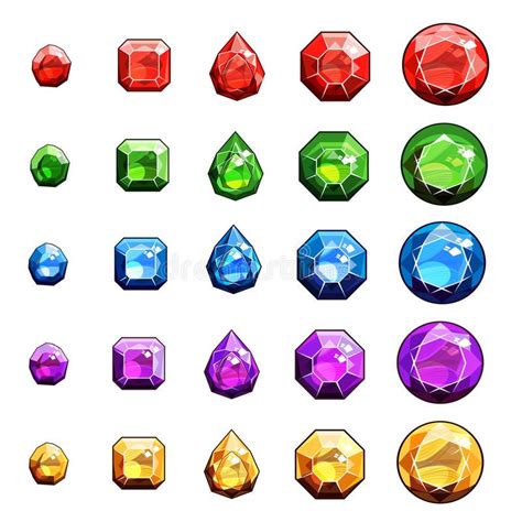 Gems And Diamonds Icons Set Stock Illustration Diamond Icon Crystal